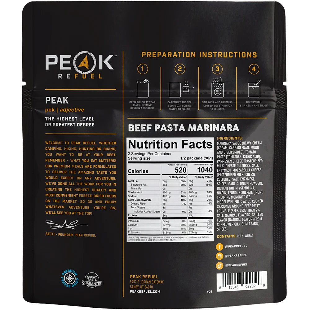 [Peak Refuel Beef Pasta Marinara]]