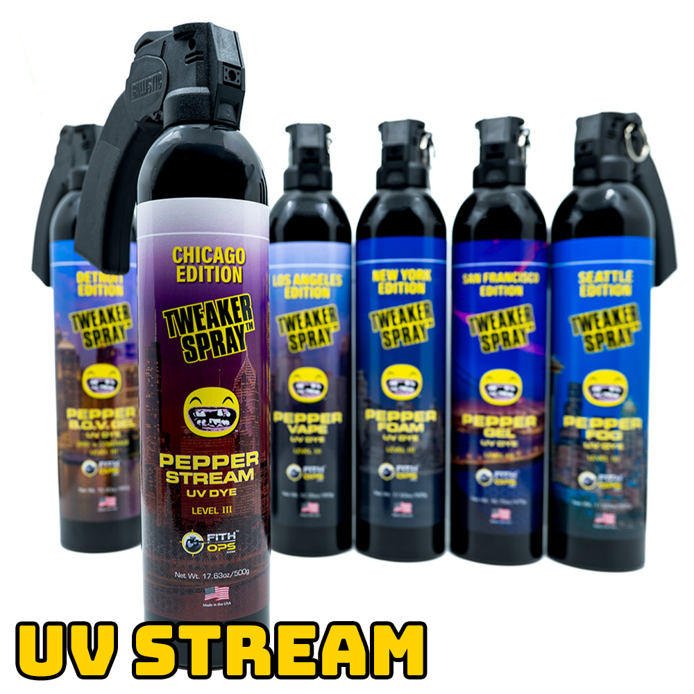Fith Ops™ Tweaker Pepper Spray™ Chicago Edition - Pepper Stream - UV Dye - USA Made - 17.63 oz