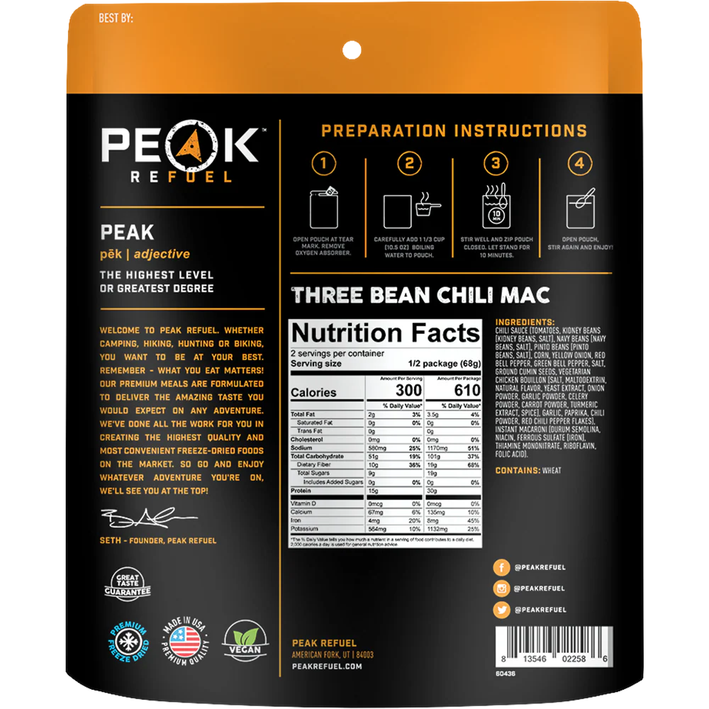 [Peak Refuel Three Bean Chili Mac]]