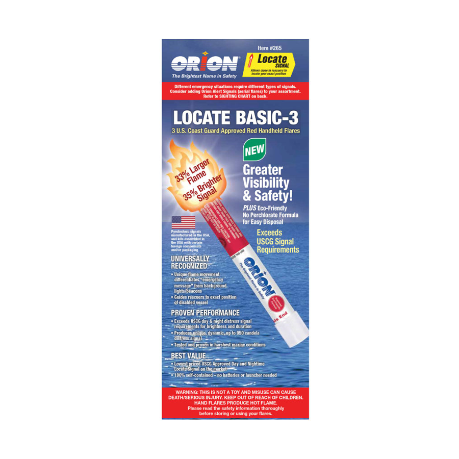 Orion Hand Held Red Locate Flares - Eco-Friendly & USGC Approved - 3 Pack